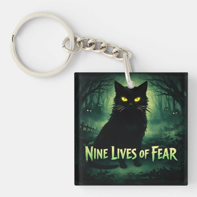 Nine Lives of Fear – Black Cat  Key Ring (Front)