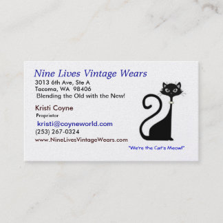 Nine Lives Vintage Wears Logo Cat Business Card