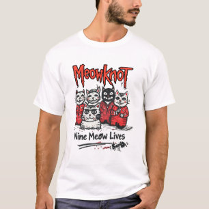 Nine Meow Lives – Metal Cat Band Parody T-Shirt