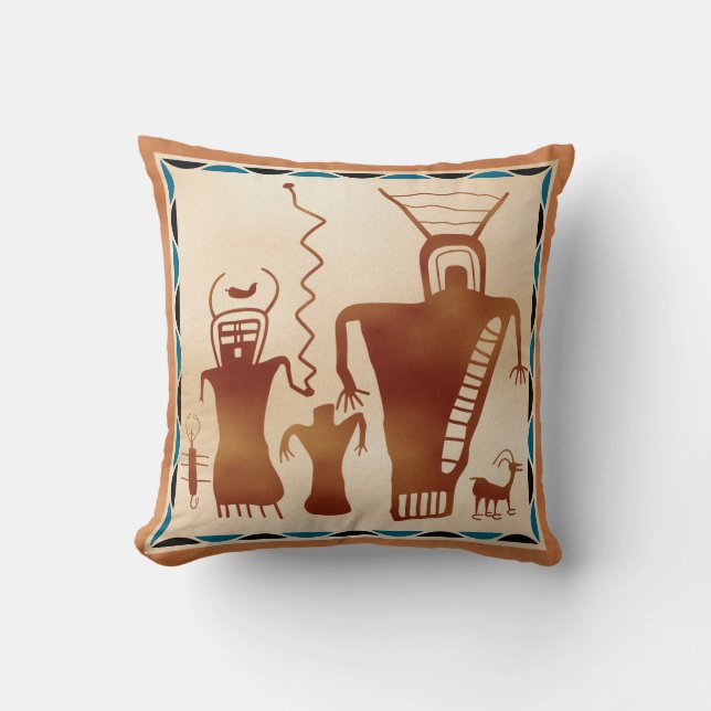 Nine Mile Canyon Rock Art 'Aliens' Cushion (Front)