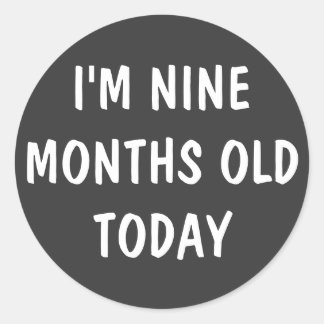 NINE Month Old Baby Classic Round Sticker