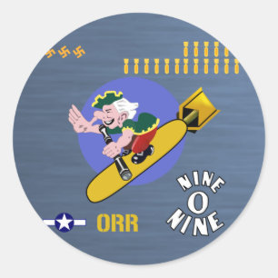 Nine O Nine WWII Nose Art Classic Round Sticker