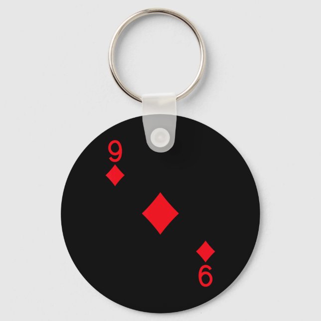 Nine of Diamonds Costume  Halloween Deck of Cards Key Ring (Front)