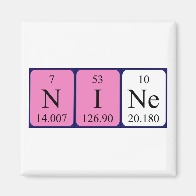 Nine periodic table name magnet (Front)