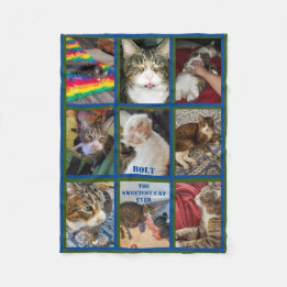 Nine Photo Blue Green Border Pet Keepsake   Fleece Blanket