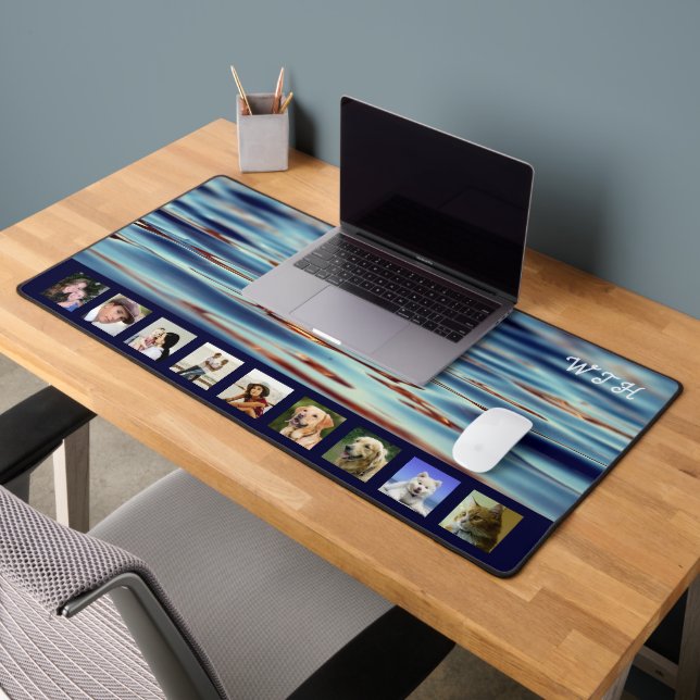 Nine Photo Water Image Monogrammed Desk Mat (Office 2)