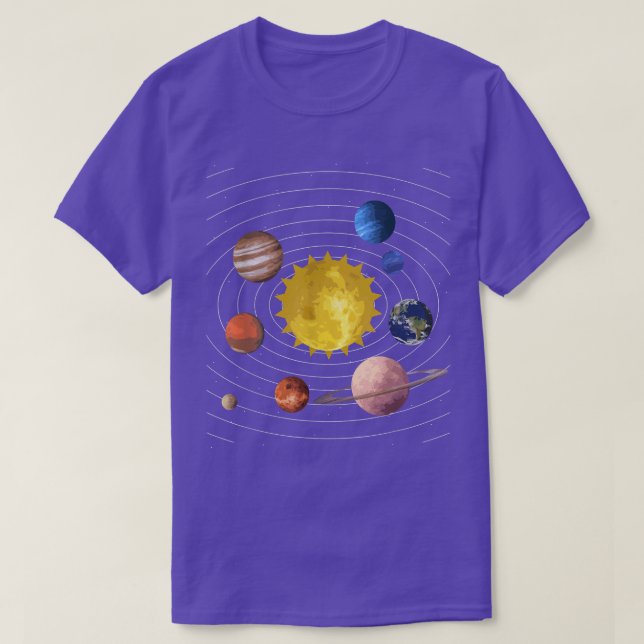 Nine Planets Science Outer Space Science Fan  T-Shirt (Design Front)