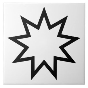 Nine-Pointed Star (Symbol of the Bahai Faith) Ceramic Tile