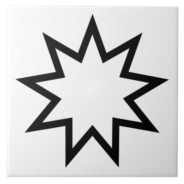 Nine-Pointed Star (Symbol of the Bahai Faith) Ceramic Tile (Front)