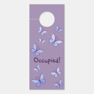 Nine Purple Blue Butterflies Lavender Grey Door Hanger