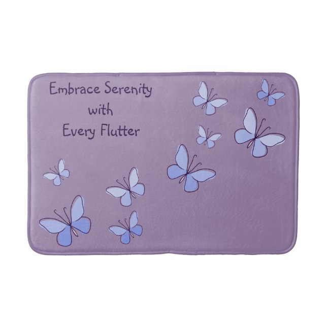 Nine Purple Blue Butterflies Violet Bath Mat (Front)