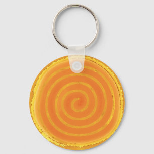 Nine Ray Yellow Spiral Sun Symbol Key Ring