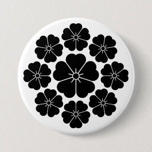 Nine stars-style cherry blossoms 7.5 cm round badge