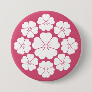 Nine stars-style cherry blossoms 7.5 cm round badge