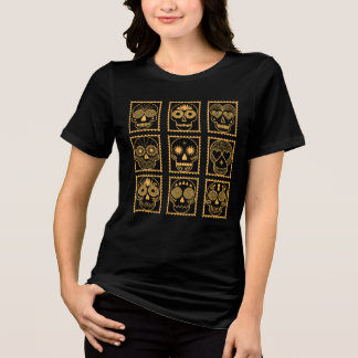 Nine Sugar Skulls Día De Los Muertos Tri-Blend Shirt