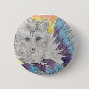 Nine tailed fox - Fantasy drawing 6 Cm Round Badge