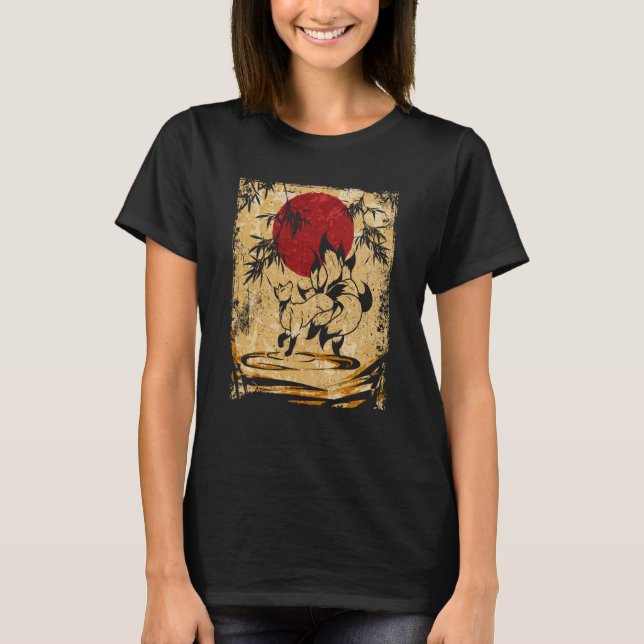 Nine Tailed Fox Japanese Retro T-Shirt (Front)