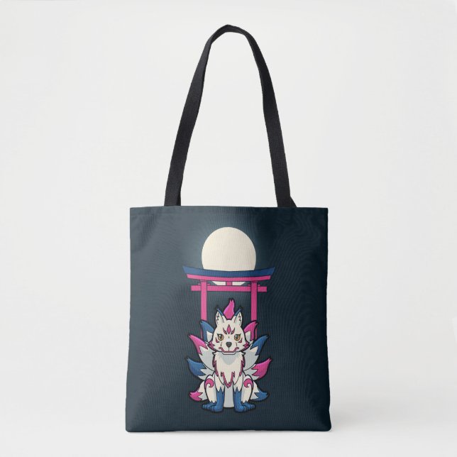 Nine-Tailed Fox- Kyuubi Kitsune Tote Bag (Front)