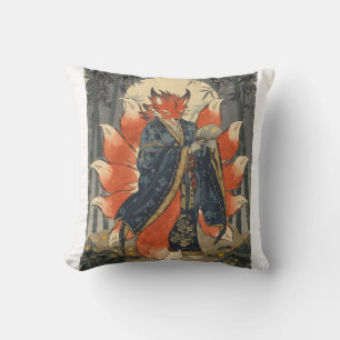 Nine-Tailed Kitsune Fox Japanese Mythology Art Cushion
