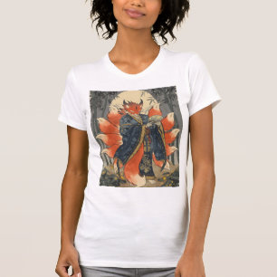 Nine-Tailed Kitsune Fox   Japanese Mythology Art T-Shirt