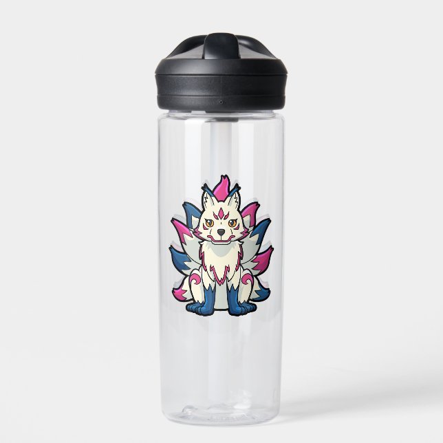 Nine-Tailed Kitsune Fox- Japanese Yokai Water Bottle (Front)