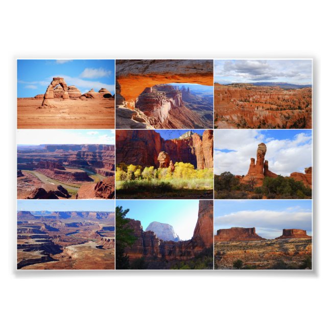 Nine Utah Landmarks Collage Photo Print (Front)