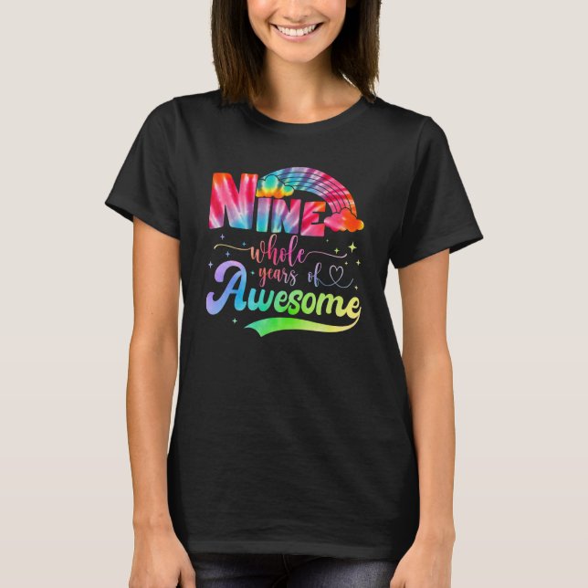 Nine Whole Years Of Awesome Unicorn Rainbow Birthd T-Shirt (Front)