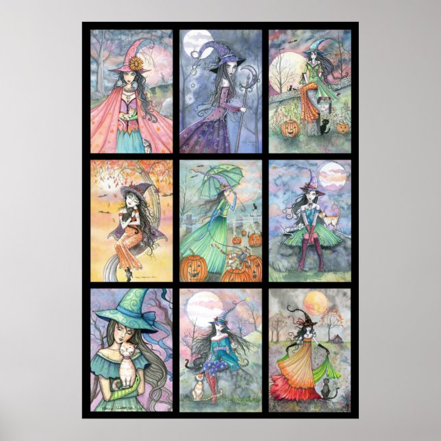 Nine Witches in One Poster Halloween Art (Front)