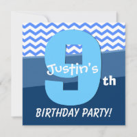 Nine Year Old Birthday Blue Pattern For Boy V06H2