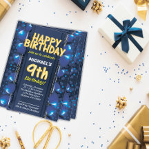 Nine's years old boys birthday Invitation