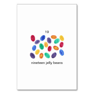 Nineteen jelly beans custom number flashcards table number