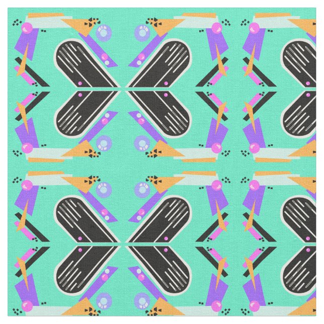 Nineties Neon Butterfly Pattern Fabric (Close Up)