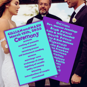 Nineties Purple on Teal Wedding Program