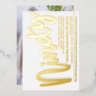 Ninety 90th Birthday party white with gold script