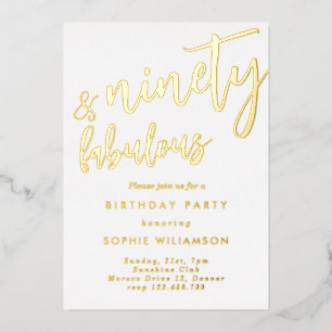 Ninety and fabulous gold foiled birthday 