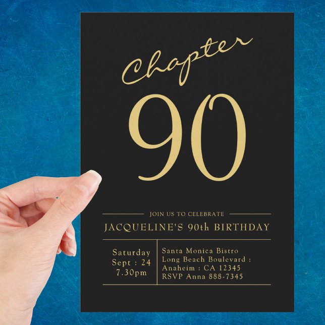 Ninety Black Gold 90th Birthday Party Invitation (Creator Uploaded)