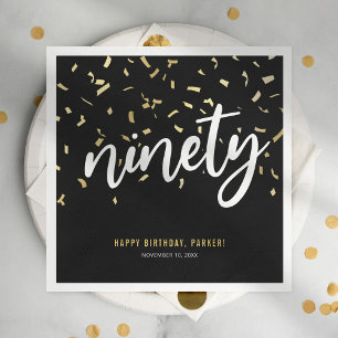 Ninety Black Gold 90th Birthday Party Napkin
