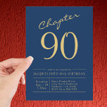 Ninety Blue Gold 90th Birthday Party Invitation<br><div class="desc">Celebrate the milestone moment of your 90th birthday in grand style with this fabulous blue and gold 90th birthday party invitation. Perfect for inviting family and friends to join in the festivities and honour the special day, this elegant card features a beautiful blue and gold themed design. With its stylish...</div>