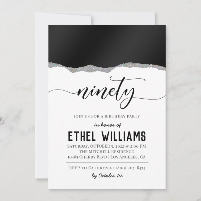 Ninety Diamond Birthday Invitation (Front)