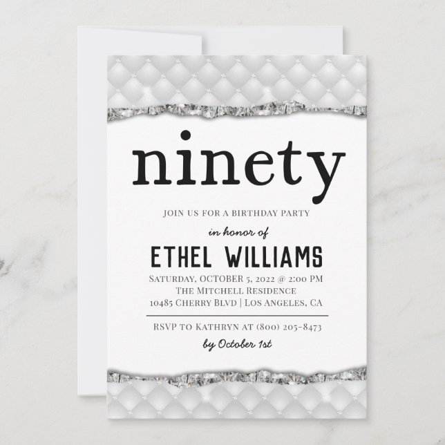 Ninety Diamond Birthday Invitation (Front)