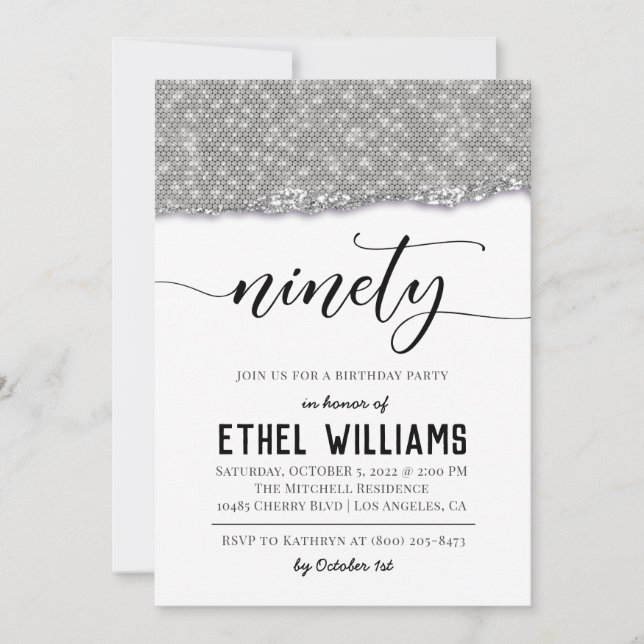 Ninety Diamond Birthday Invitation (Front)
