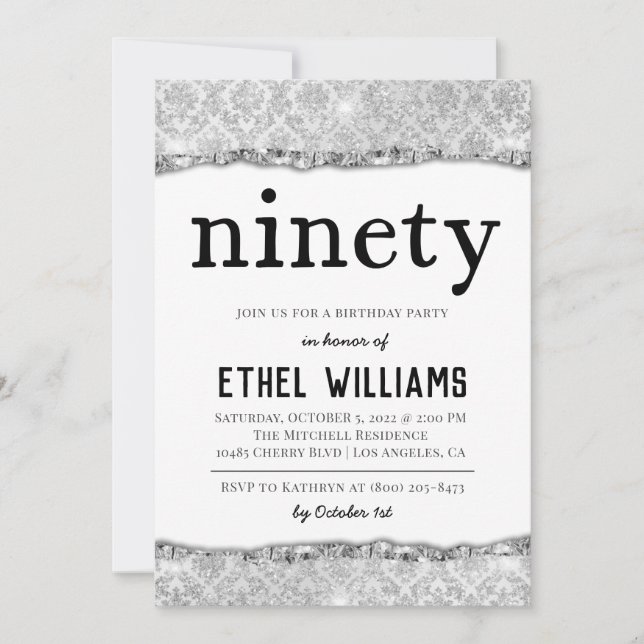 Ninety Diamond Birthday Invitation (Front)