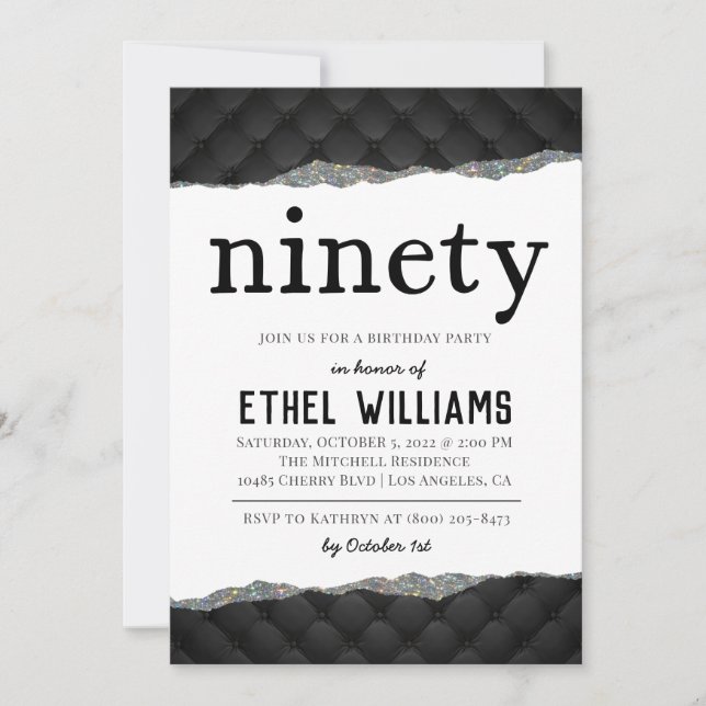 Ninety Diamond Birthday Invitation (Front)
