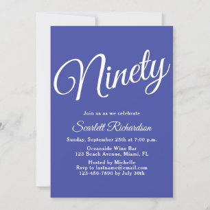 Ninety Modern Script Lavender 90th Birthday Party Invitation