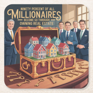 Ninety Percent Of All Millionaires Square Paper Coaster