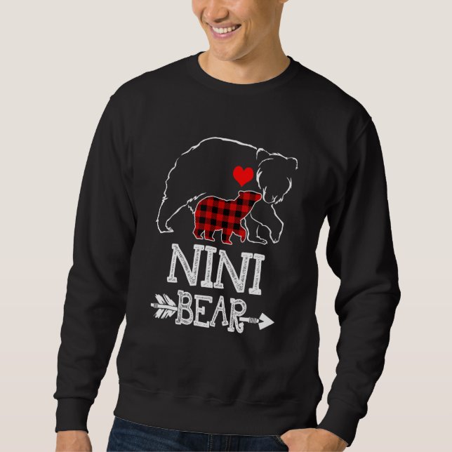 Nini Bear Buffalo Plaid Christmas Family Pajama Sweatshirt (Front)