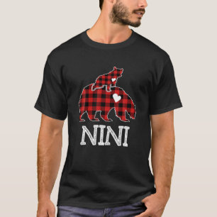 Nini Bear Christmas Xmas Pajama Red Plaid Buffalo T-Shirt