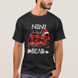 Nini Bear , Red Buffalo Plaid Mum Bear Pajama T-Shirt
