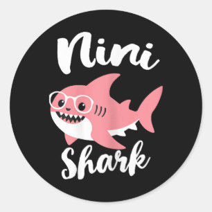 Nini Shark Mother's Day Grandma Funny Classic Round Sticker