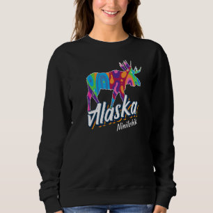 Ninilchik Alaska Usa Colourful Moose Art Vacation  Sweatshirt